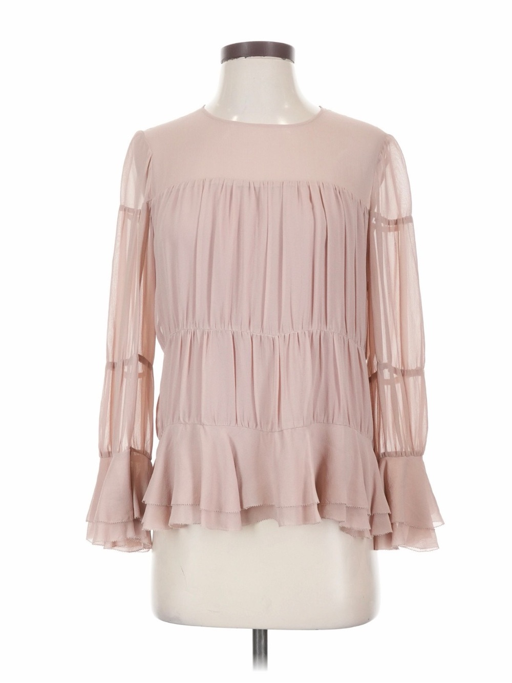 INTERMIX Dusty Blush Ruffle Peasant Blouse